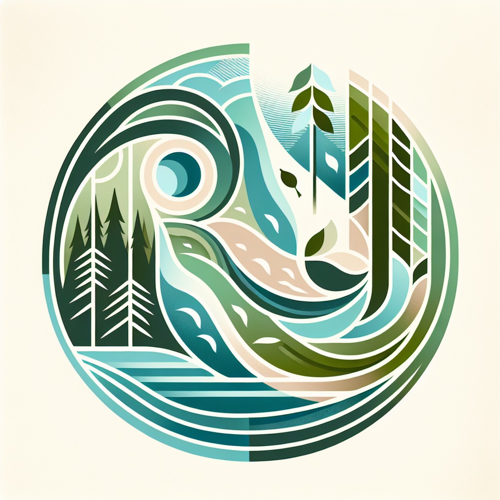 Ecological design representing interconnected natural systems and sustainable language practices